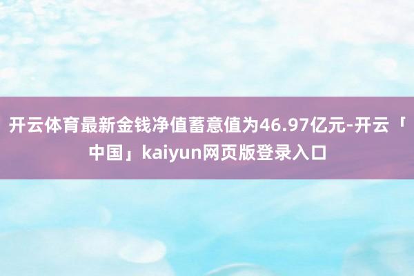 开云体育最新金钱净值蓄意值为46.97亿元-开云「中国」kaiyun网页版登录入口