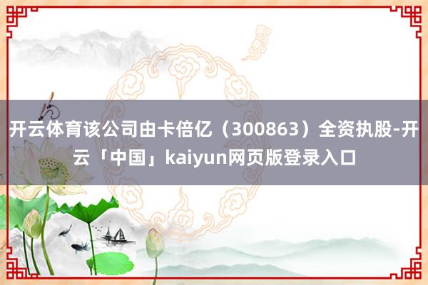 开云体育该公司由卡倍亿（300863）全资执股-开云「中国」kaiyun网页版登录入口